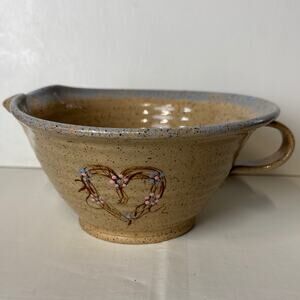 Three Rivers Pottery Handcrafted Ceramic Mixing Bowl with Heart Design